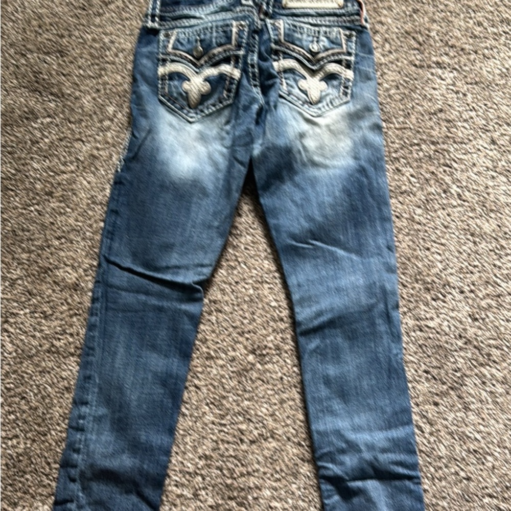 Rock Revival Blue Skinny Jeans with Distressed Details